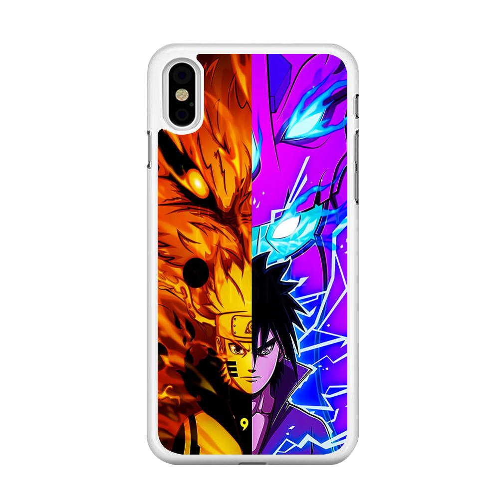 Naruto VS Sasuke iPhone Xs Max Case-Rubber / White (2D Case)-Xtracase