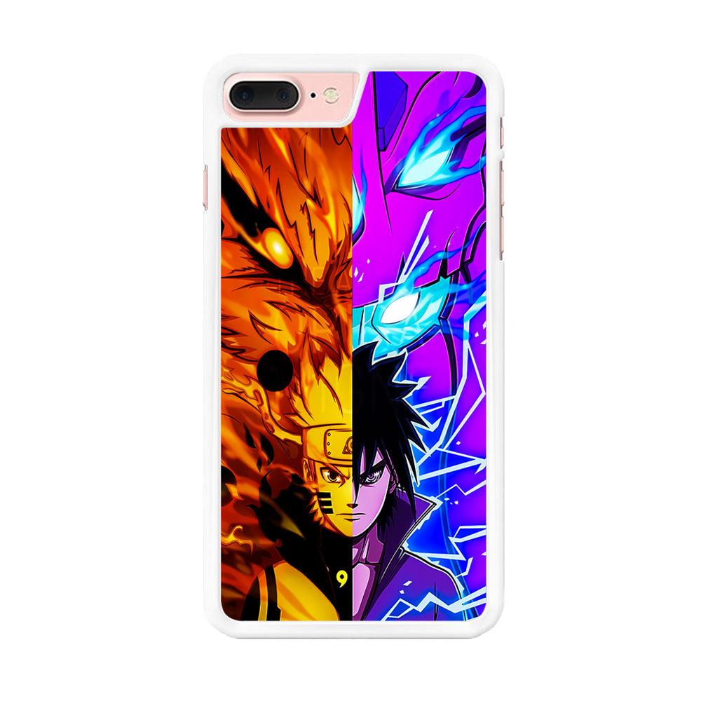 Naruto VS Sasuke iPhone 8 Plus Case-Rubber / White (2D Case)-Xtracase