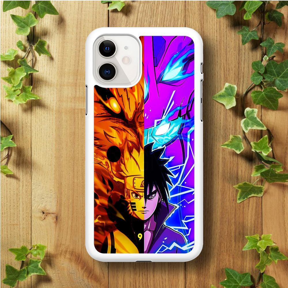 Naruto VS Sasuke iPhone 11 Case-Rubber / White (2D Case)-Xtracase