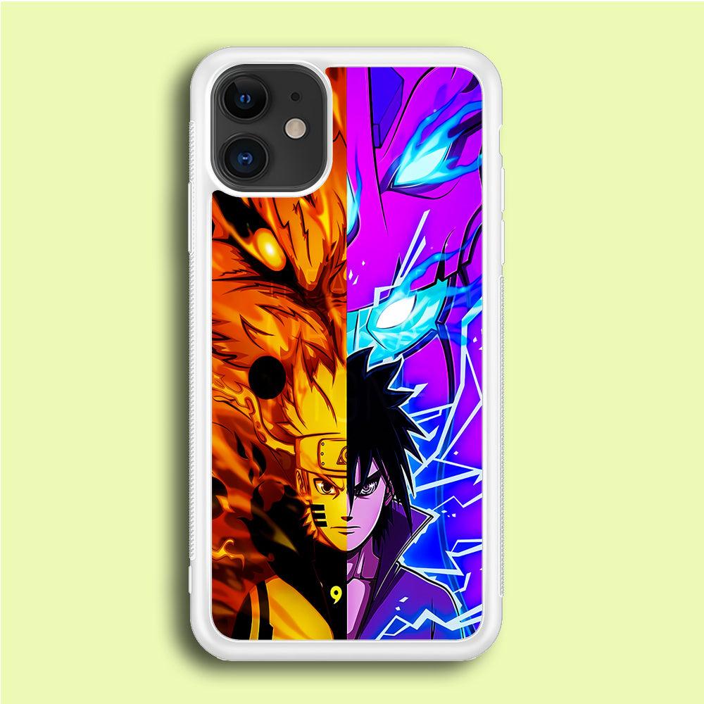 Naruto VS Sasuke iPhone 12 Case-Rubber / White (2D Case)-Xtracase