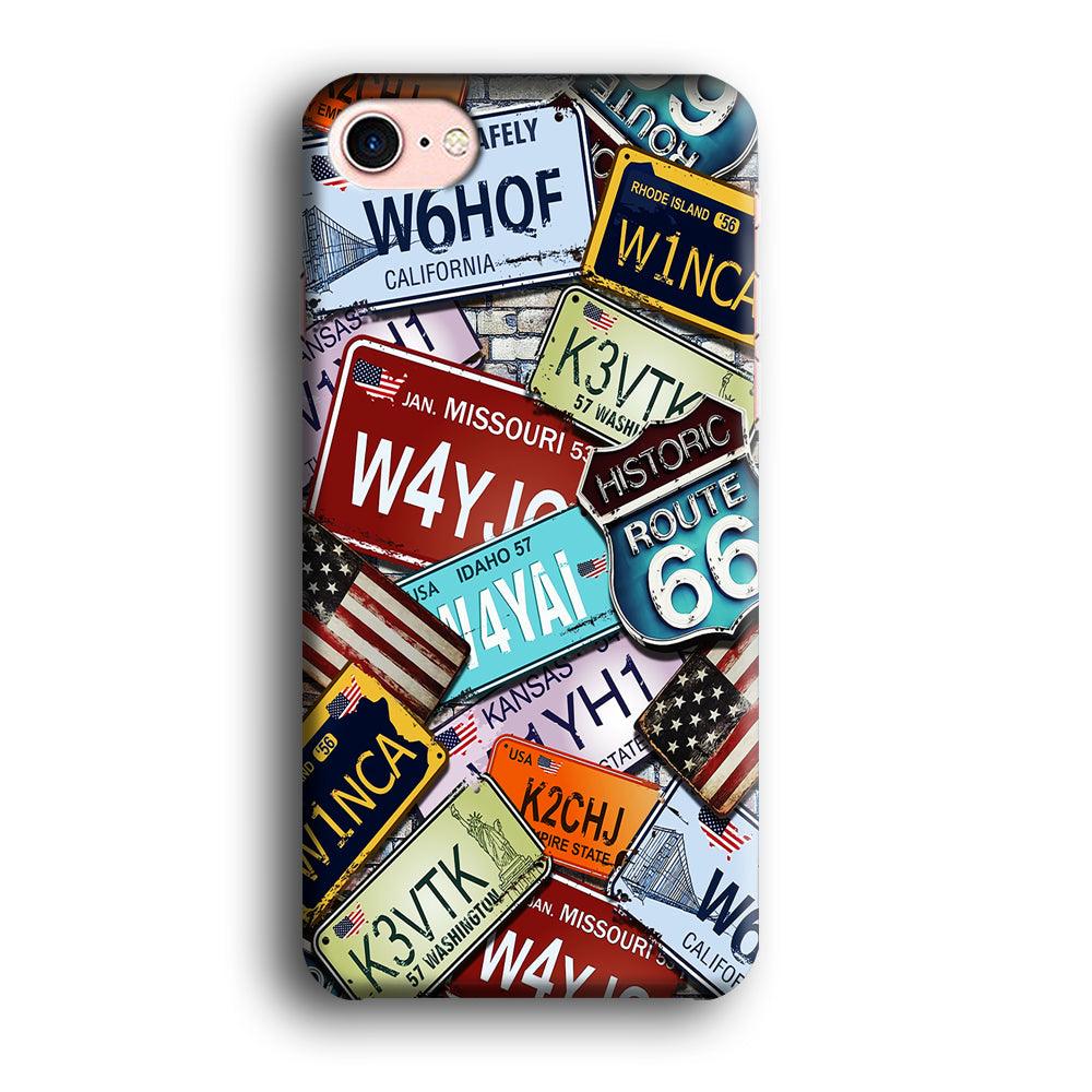 Number Plates Vintage US iPhone 8 Case-Plastic / Full Wrap (3D Case)-Xtracase