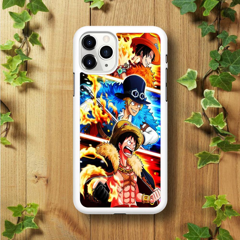 One Piece Ace Sabo Luffy iPhone 11 Pro Case-Rubber / White (2D Case)-Xtracase
