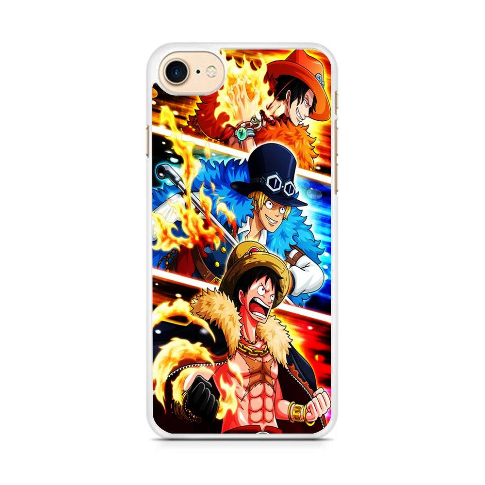 One Piece Ace Sabo Luffy iPhone 8 Case-Rubber / White (2D Case)-Xtracase