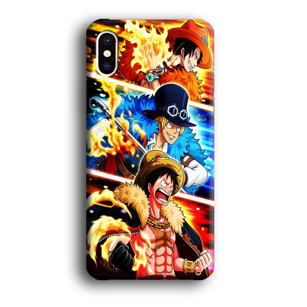 One Piece Ace Sabo Luffy iPhone X Case-Plastic / Full Wrap (3D Case)-Xtracase