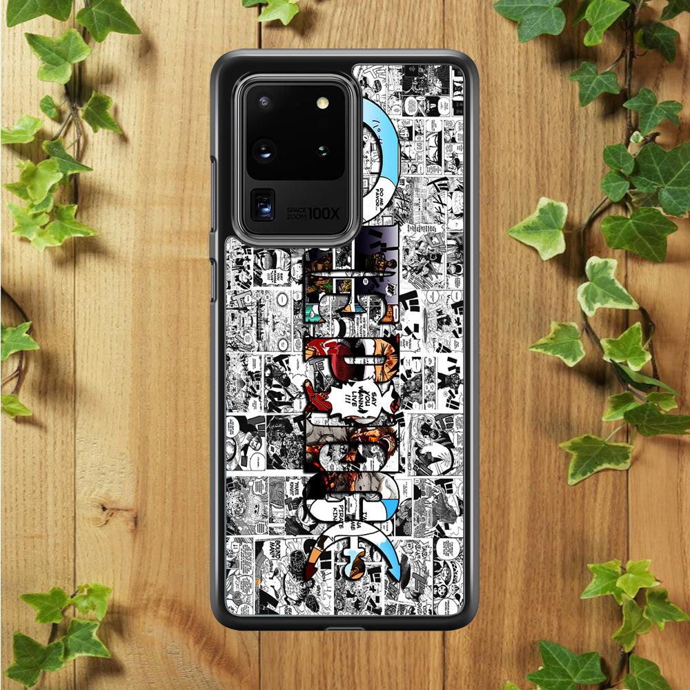 One Piece Comic Background Samsung Galaxy S20 Ultra Case-Rubber / Black (2D Case)-Xtracase