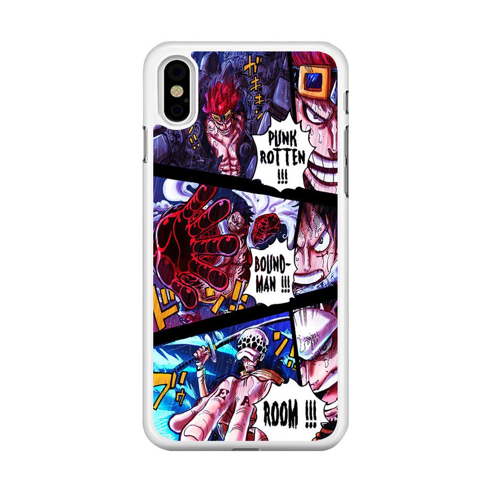 One Piece Luffy Kid Law Comic iPhone Xs Case-Rubber / White (2D Case)-Xtracase