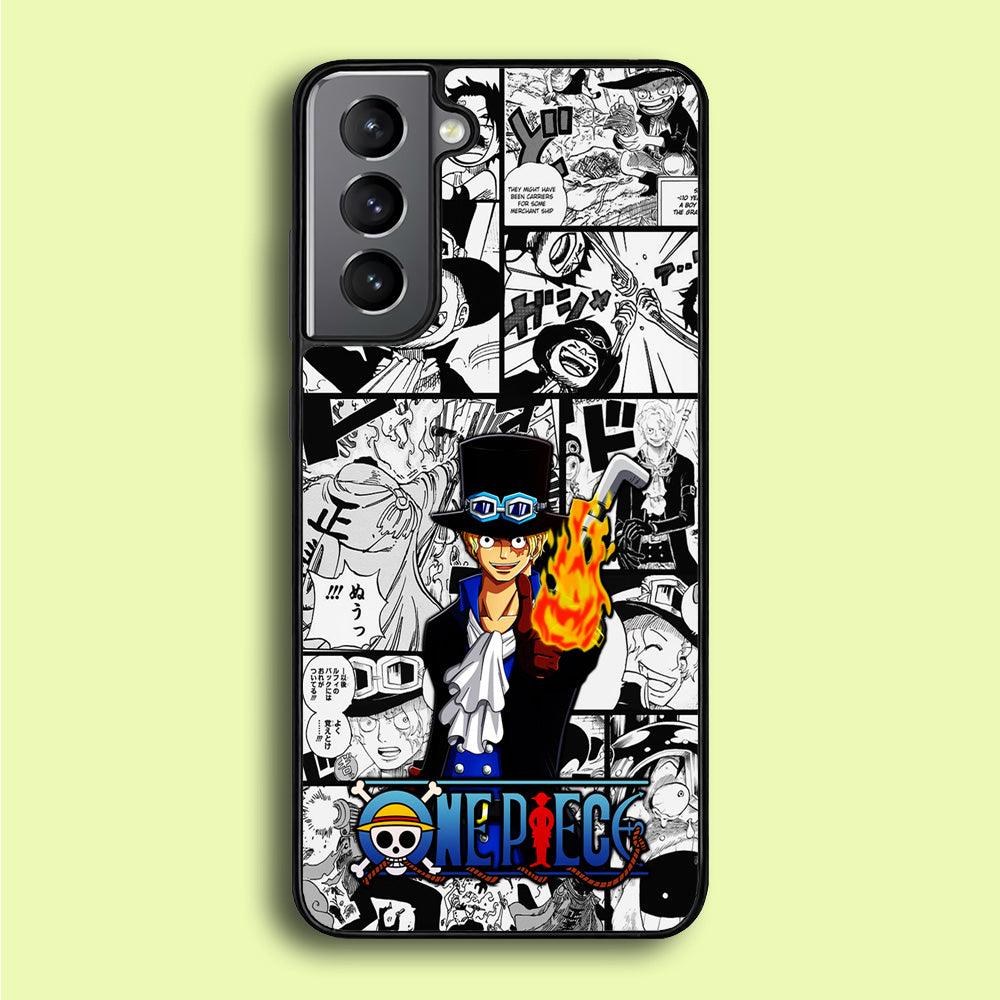 One Piece Sabo Comic Samsung Galaxy S21 Plus Case-Rubber / White (2D Case)-Xtracase