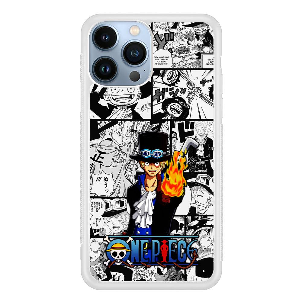 One Piece Sabo Comic iPhone 13 Pro Max Case-Rubber / White (2D Case)-Xtracase