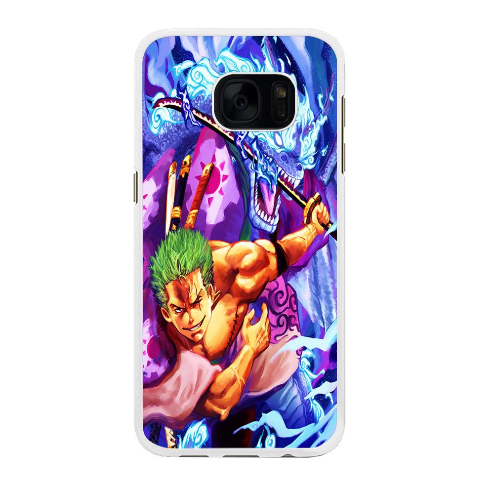 One Piece Zoro Dragon Samsung Galaxy S7 Edge Case-Rubber / White (2D Case)-Xtracase