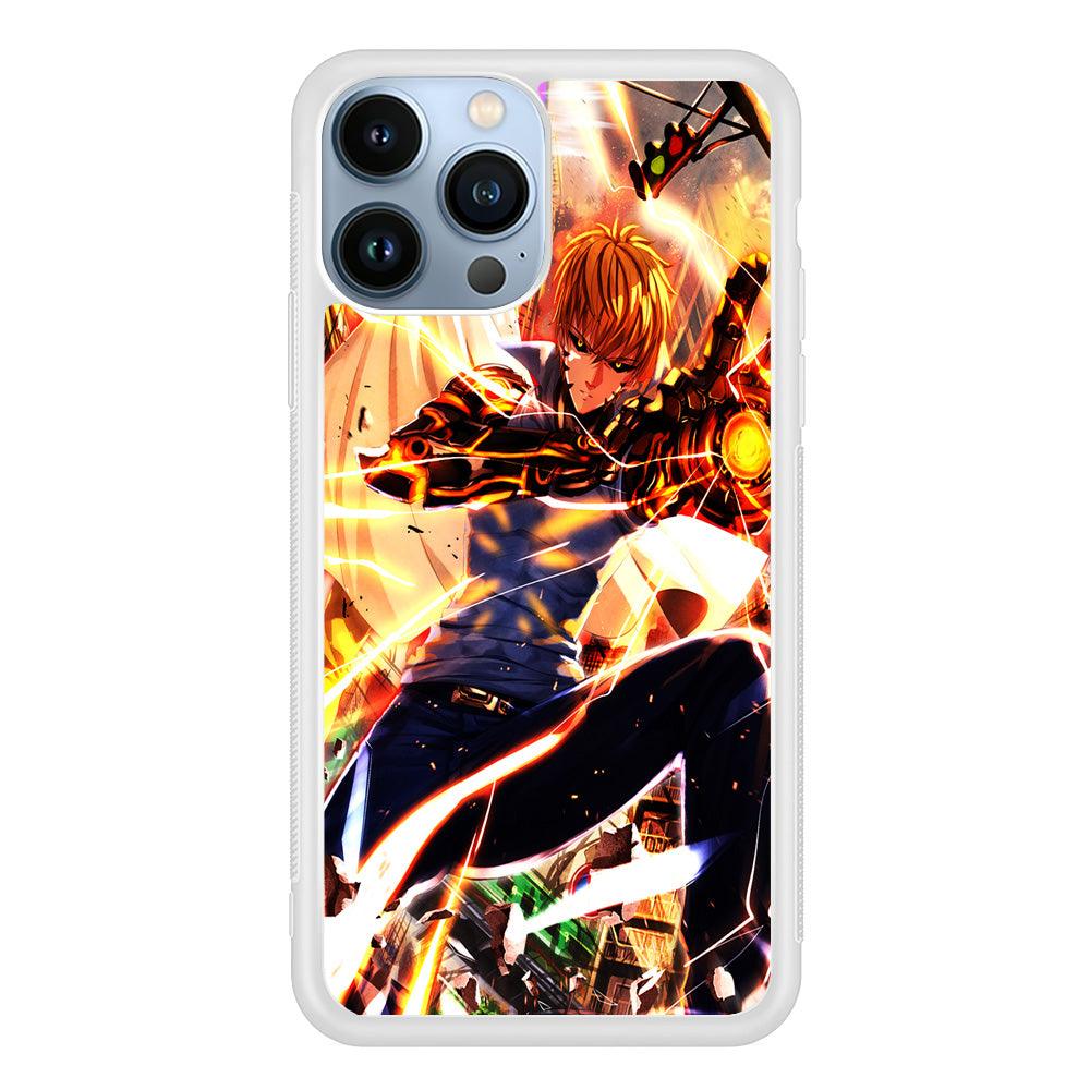One Punch Man Genos Saitama iPhone 13 Pro Max Case-Rubber / White (2D Case)-Xtracase