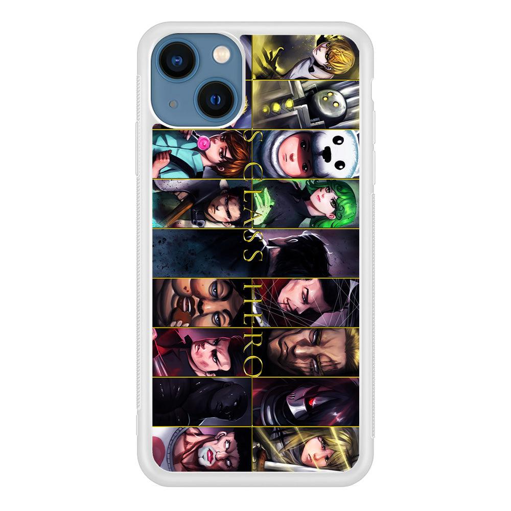 One Punch Man S-Class Hero iPhone 13 Case-Rubber / White (2D Case)-Xtracase