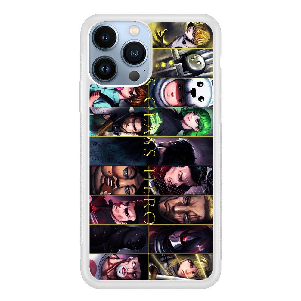 One Punch Man S-Class Hero iPhone 13 Pro Max Case-Rubber / White (2D Case)-Xtracase