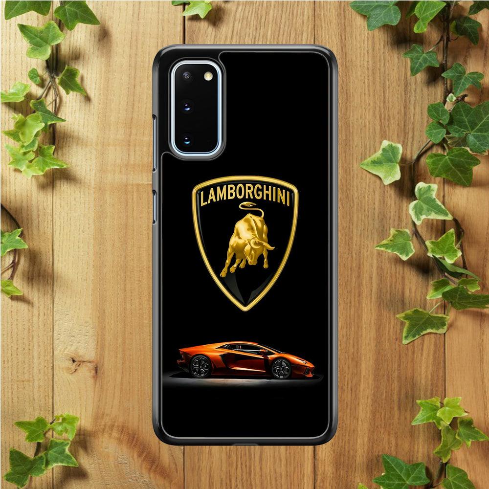 Orange Car Lamborghini Logo Samsung Galaxy S20 Case-Rubber / White (2D Case)-Xtracase