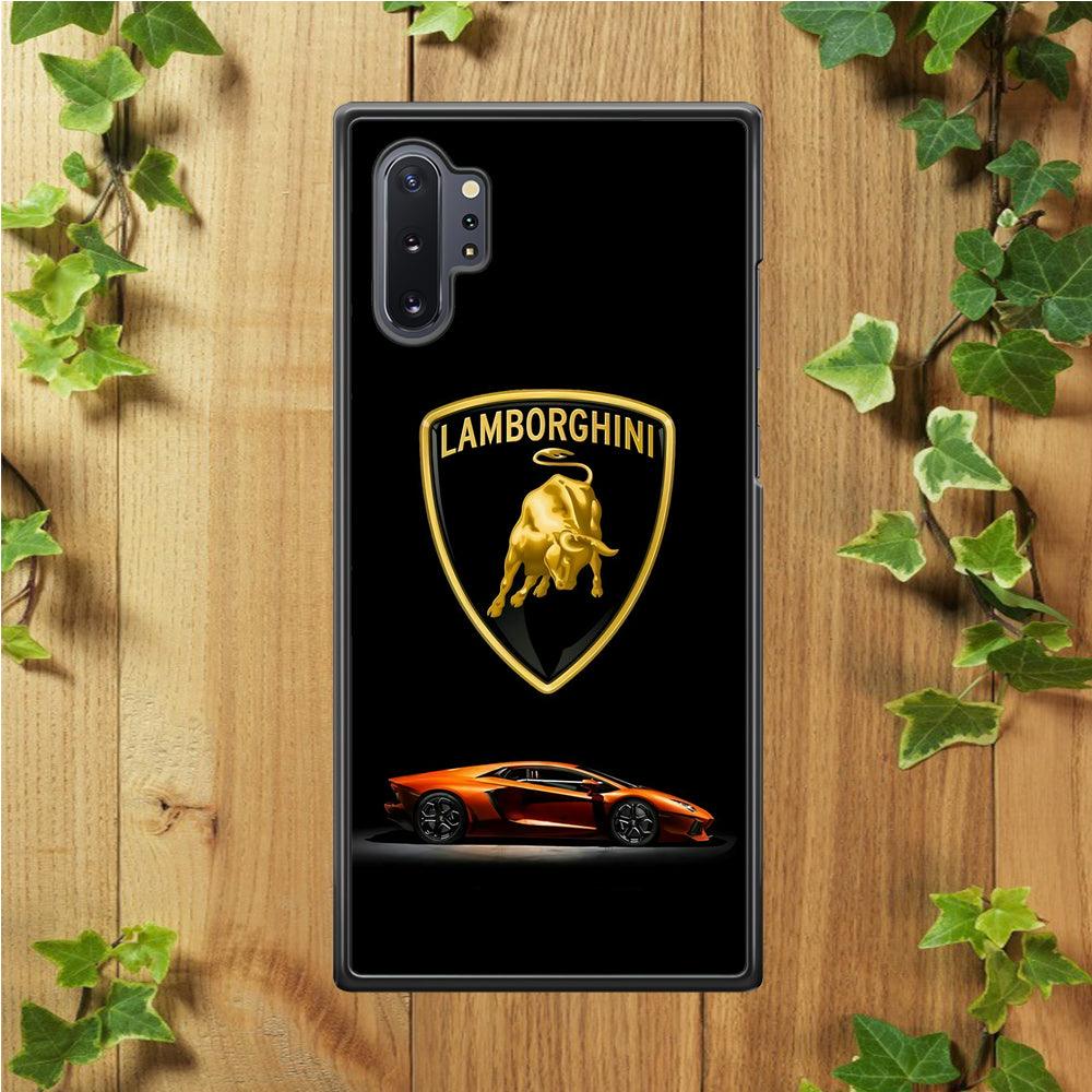 Orange Car Lamborghini Logo Samsung Galaxy Note 10 Plus Case-Rubber / Black (2D Case)-Xtracase