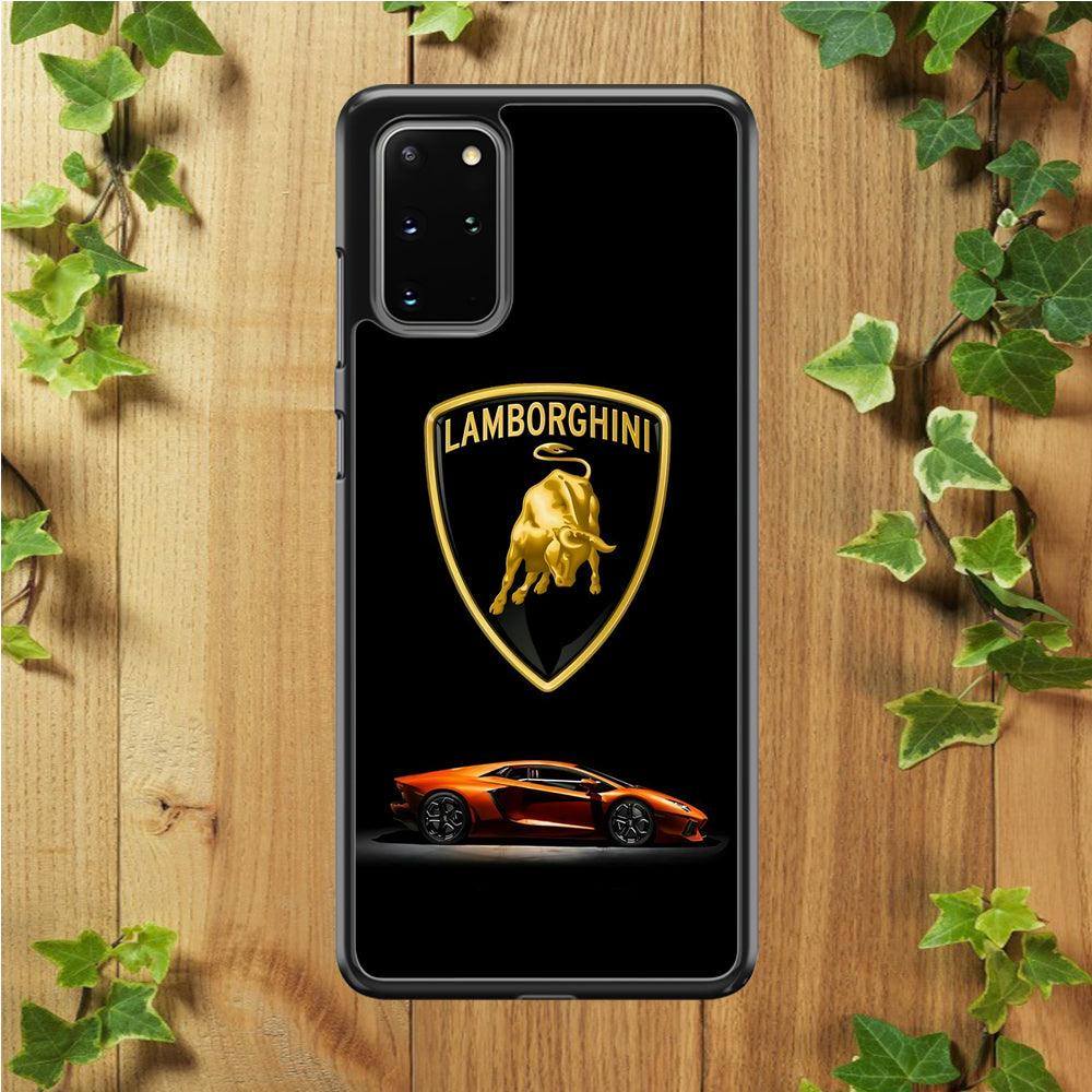Orange Car Lamborghini Logo Samsung Galaxy S20 Plus Case-Rubber / White (2D Case)-Xtracase