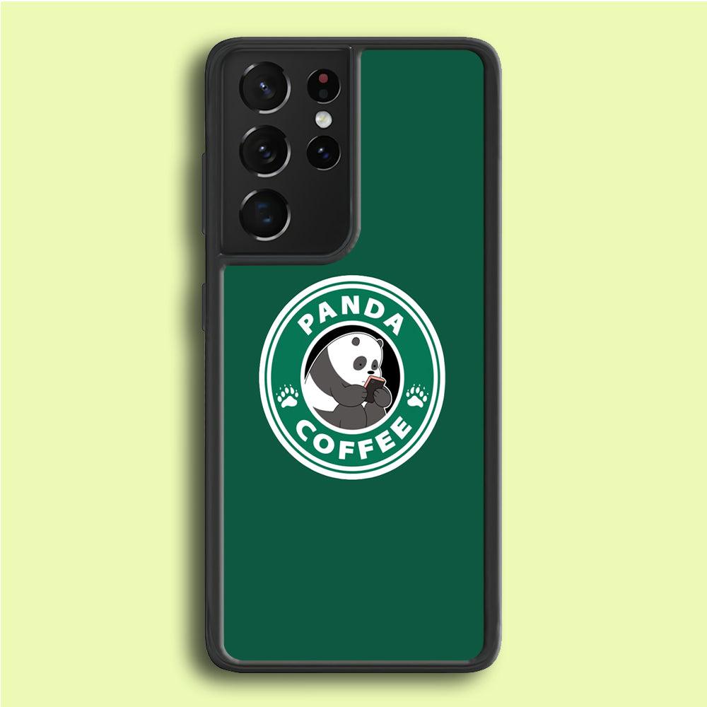 Panda Coffee Samsung Galaxy S21 Ultra Case-Rubber / White (2D Case)-Xtracase
