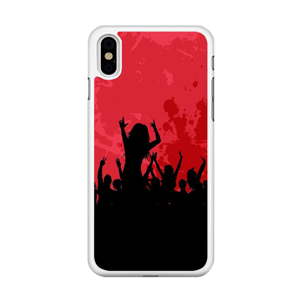 Party Silhouette iPhone Xs Max Case-Rubber / White (2D Case)-Xtracase