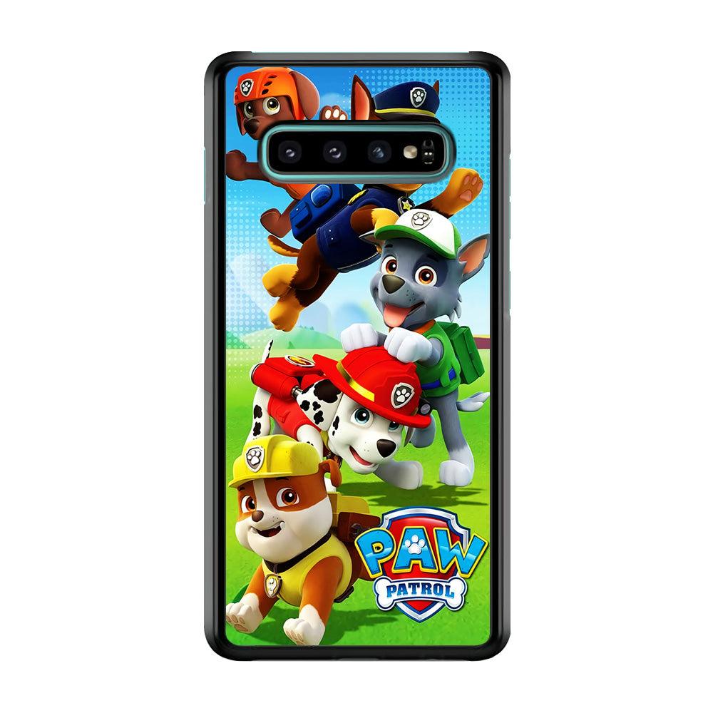 Paw Patrol Five Dogs Samsung Galaxy S10 Case-Rubber / Black (2D Case)-Xtracase