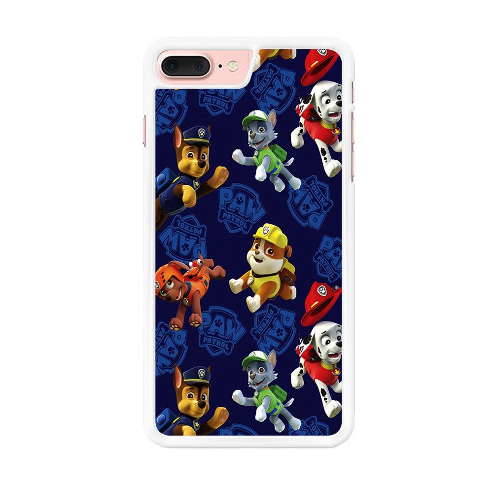 Paw Patrol Patern Blue iPhone 7 Plus Case-Rubber / White (2D Case)-Xtracase