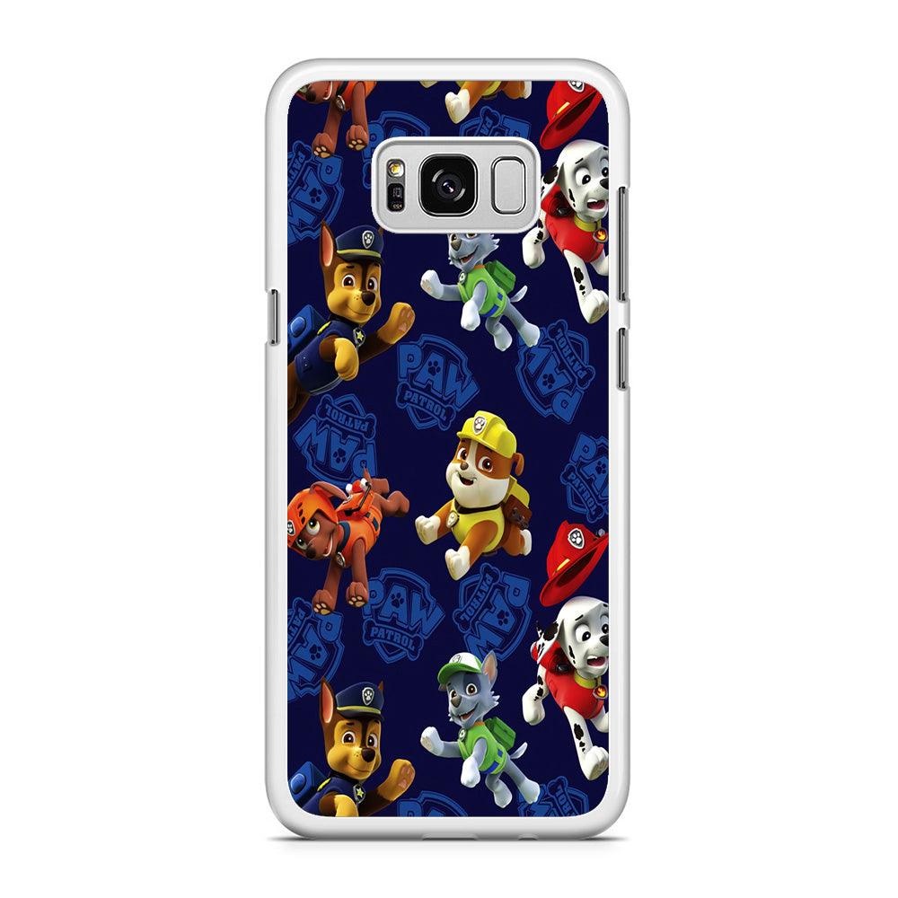 Paw Patrol Patern Blue Samsung Galaxy S8 Case-Rubber / White (2D Case)-Xtracase