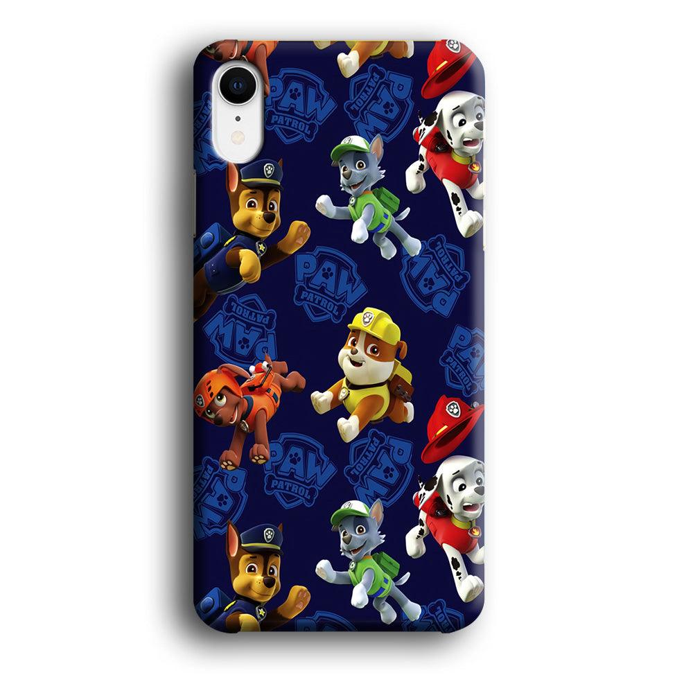 Paw Patrol Patern Blue iPhone XR Case-Plastic / Full Wrap (3D Case)-Xtracase