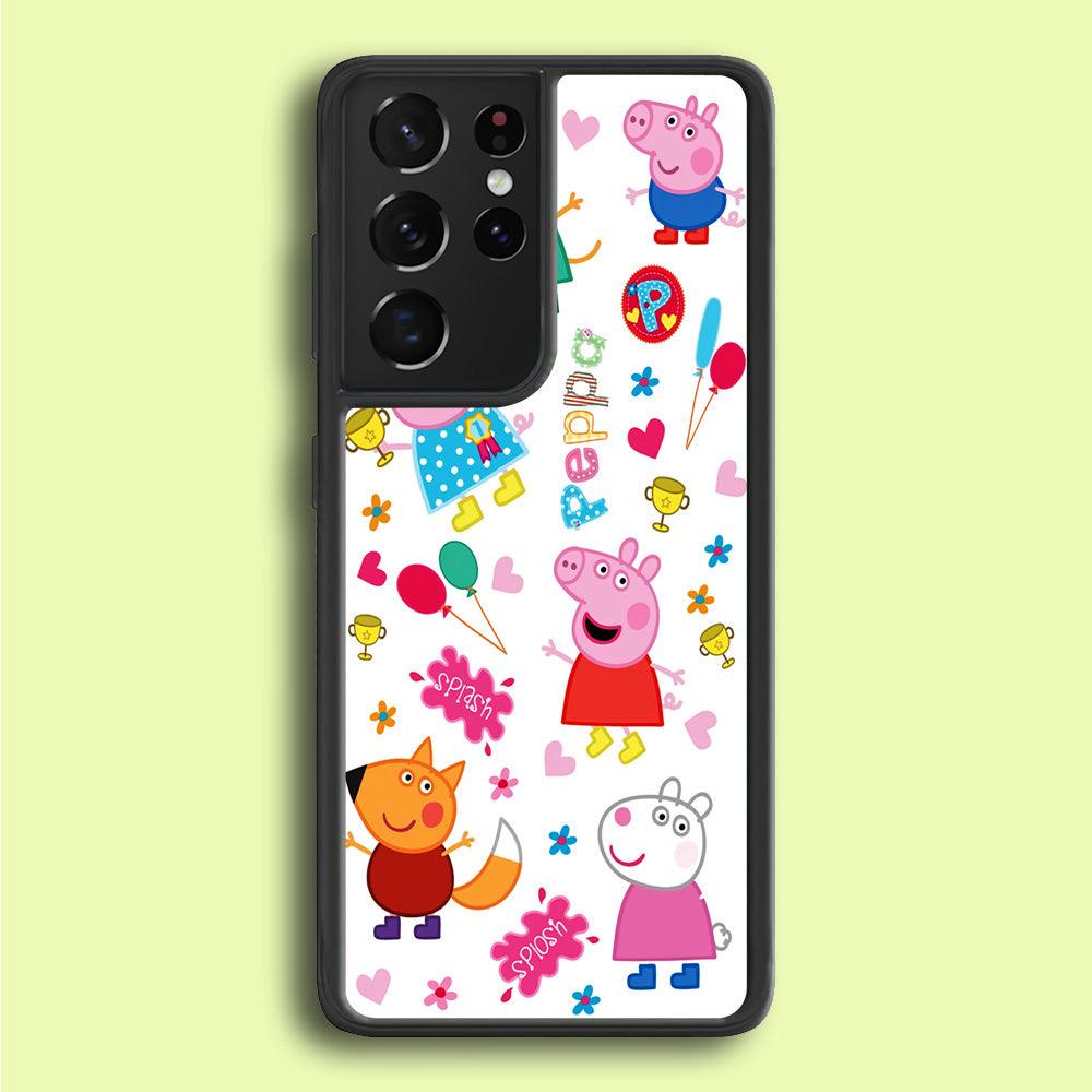 Peppa Pig and Friend Samsung Galaxy S25 Ultra Case-Rubber / Black (2D Case)-Xtracase