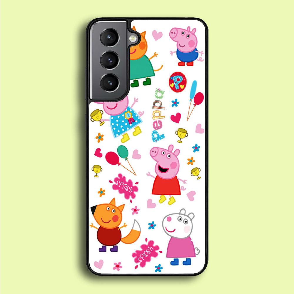 Peppa Pig and Friend Samsung Galaxy S21 Case-Rubber / Black (2D Case)-Xtracase