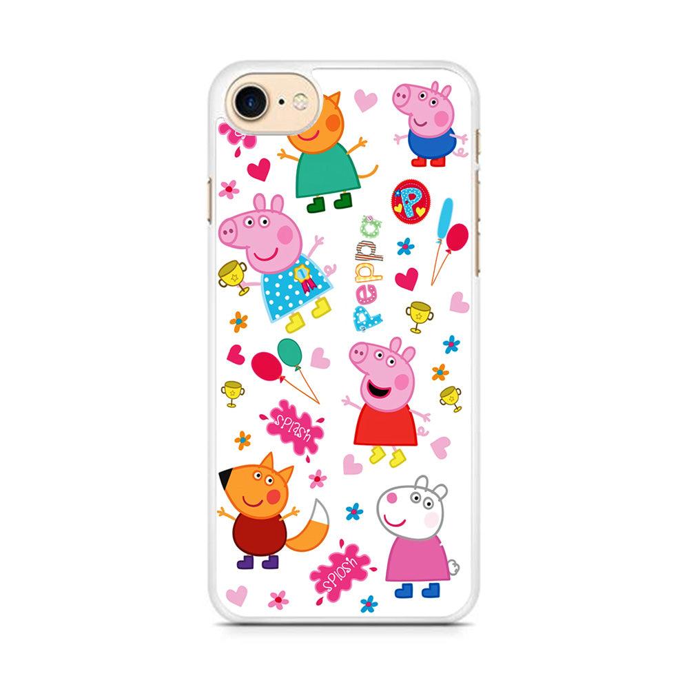 Peppa Pig and Friend iPhone 8 Case-Rubber / White (2D Case)-Xtracase