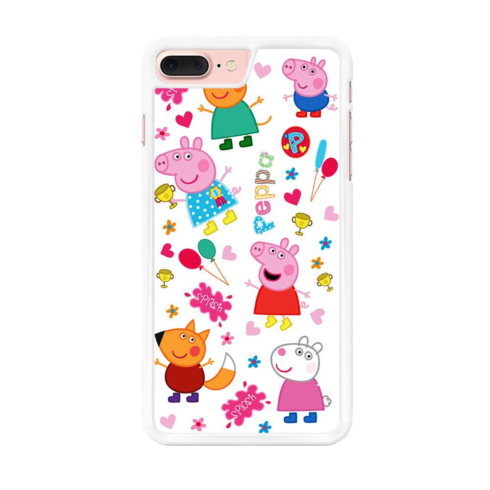 Peppa Pig and Friend iPhone 8 Plus Case-Rubber / White (2D Case)-Xtracase