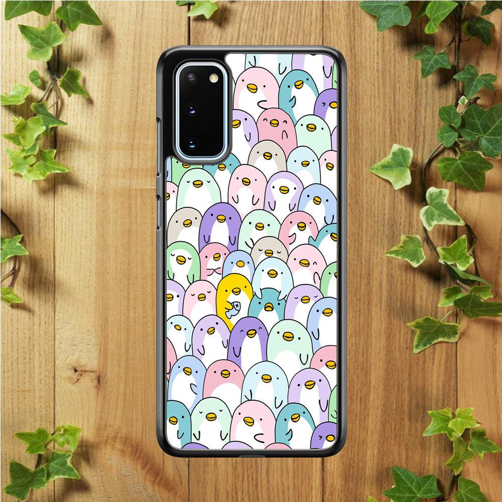 Pinguins Doodle Samsung Galaxy S20 Case-Rubber / Black (2D Case)-Xtracase