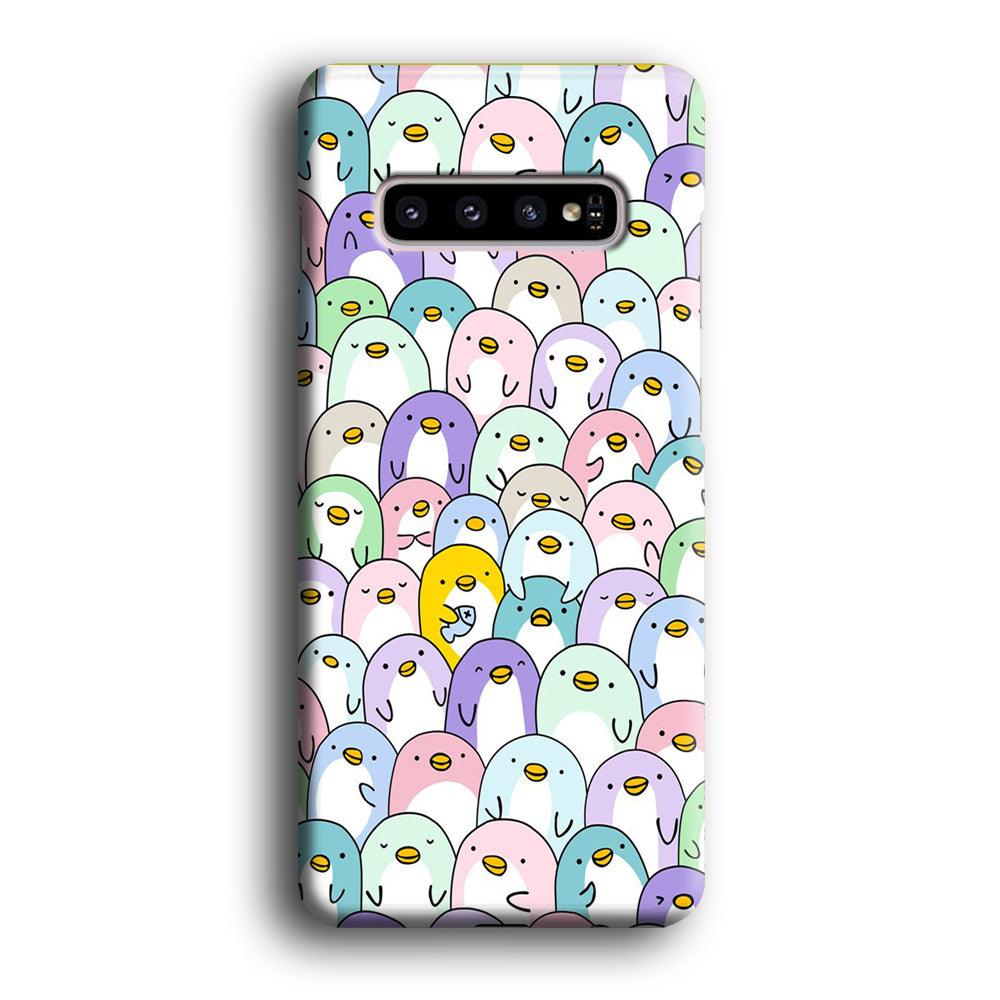 Pinguins Doodle Samsung Galaxy S10 3D Case-Xtracase