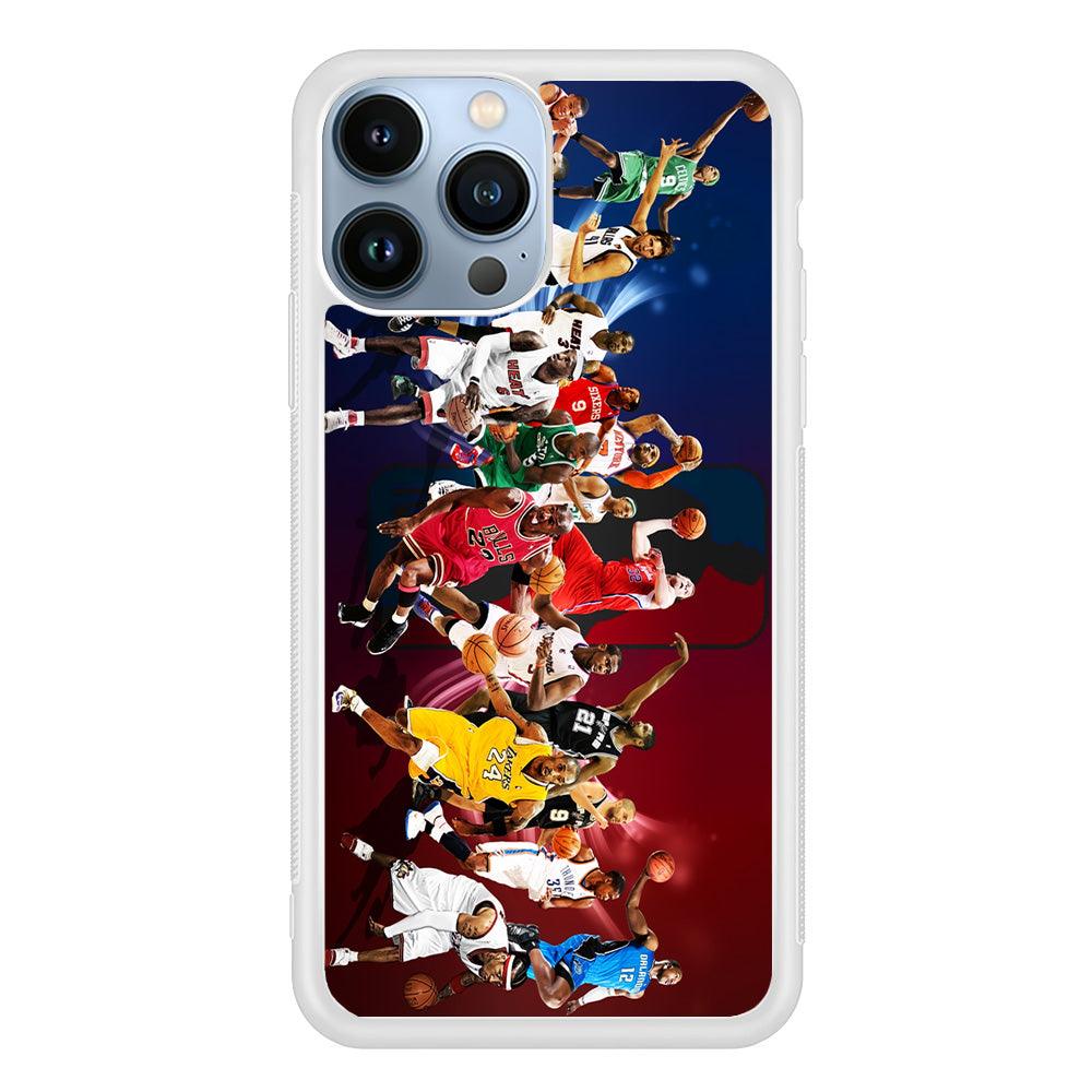 Players NBA Sports iPhone 13 Pro Max Case-Rubber / White (2D Case)-Xtracase