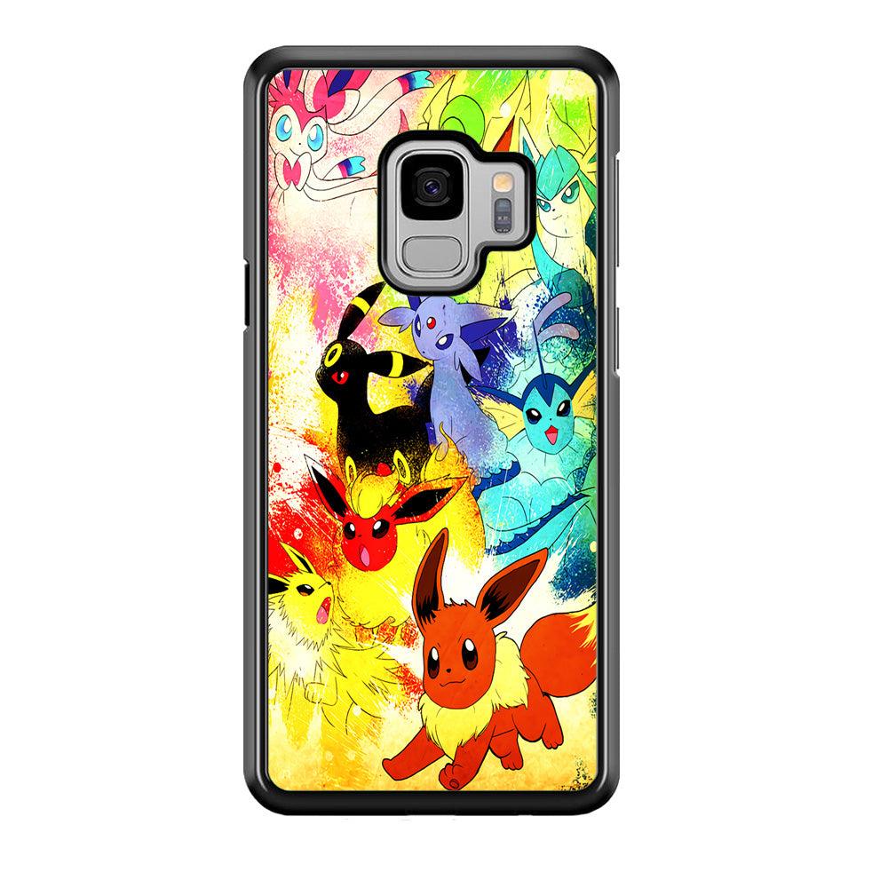 Pokemon Eevee Painting Samsung Galaxy S9 Case-Rubber / Black (2D Case)-Xtracase