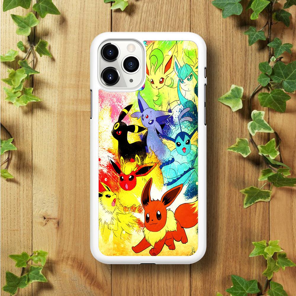 Pokemon Eevee Painting iPhone 11 Pro Max Case-Rubber / White (2D Case)-Xtracase