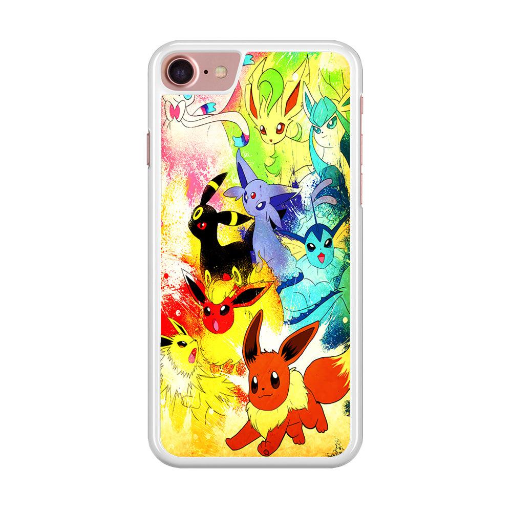 Pokemon Eevee Painting iPhone SE 2020 Case-Rubber / White (2D Case)-Xtracase
