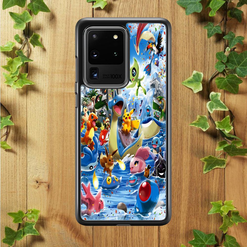 Pokemon Party Samsung Galaxy S20 Ultra Case-Plastic / Full Wrap (3D Case)-Xtracase