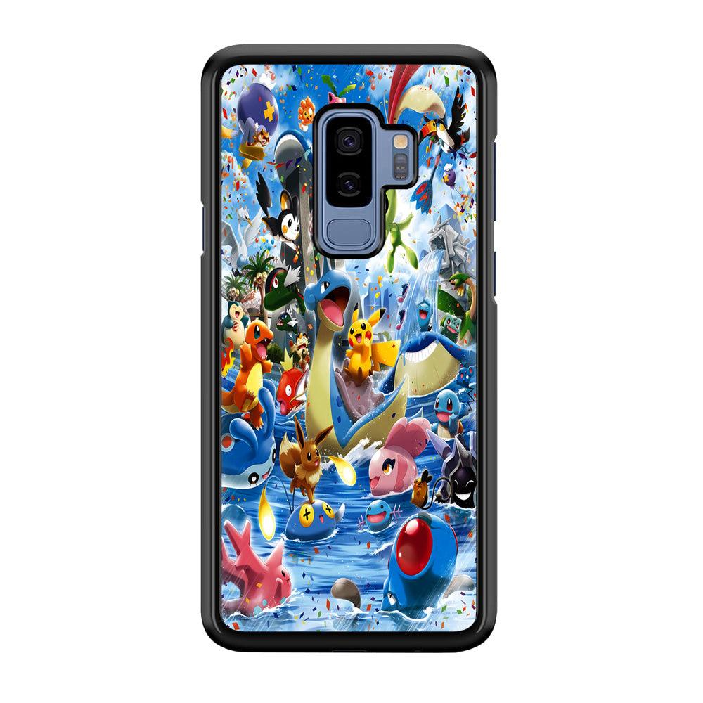 Pokemon Party Samsung Galaxy S9 Plus Case-Rubber / Black (2D Case)-Xtracase