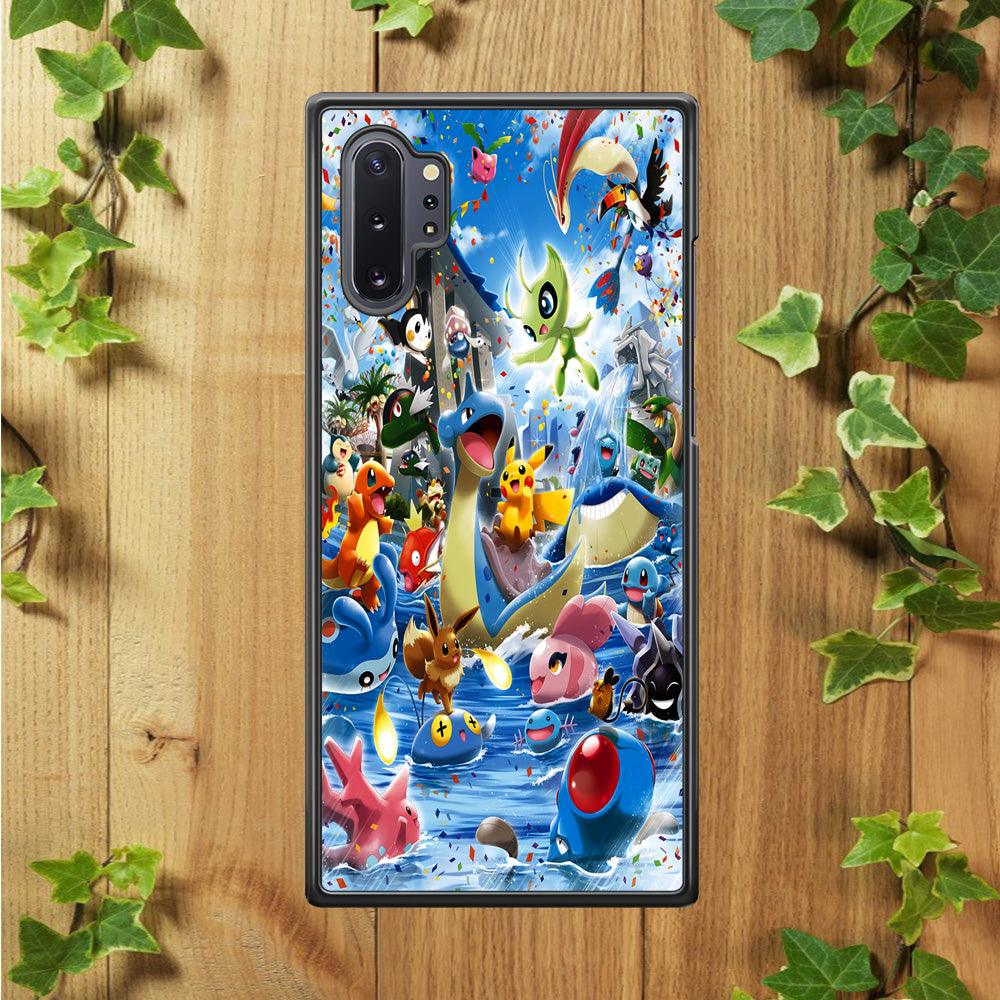 Pokemon Party Samsung Galaxy Note 10 Plus Case-Rubber / Black (2D Case)-Xtracase