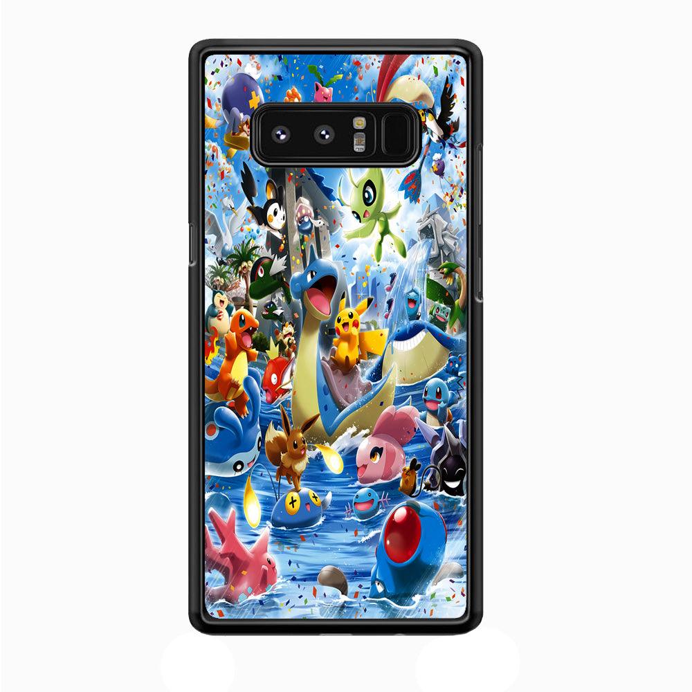 Pokemon Party Samsung Galaxy Note 8 Case-Rubber / Black (2D Case)-Xtracase