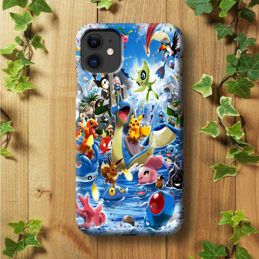Pokemon Party iPhone 11 Case-Plastic / Full Wrap (3D Case)-Xtracase