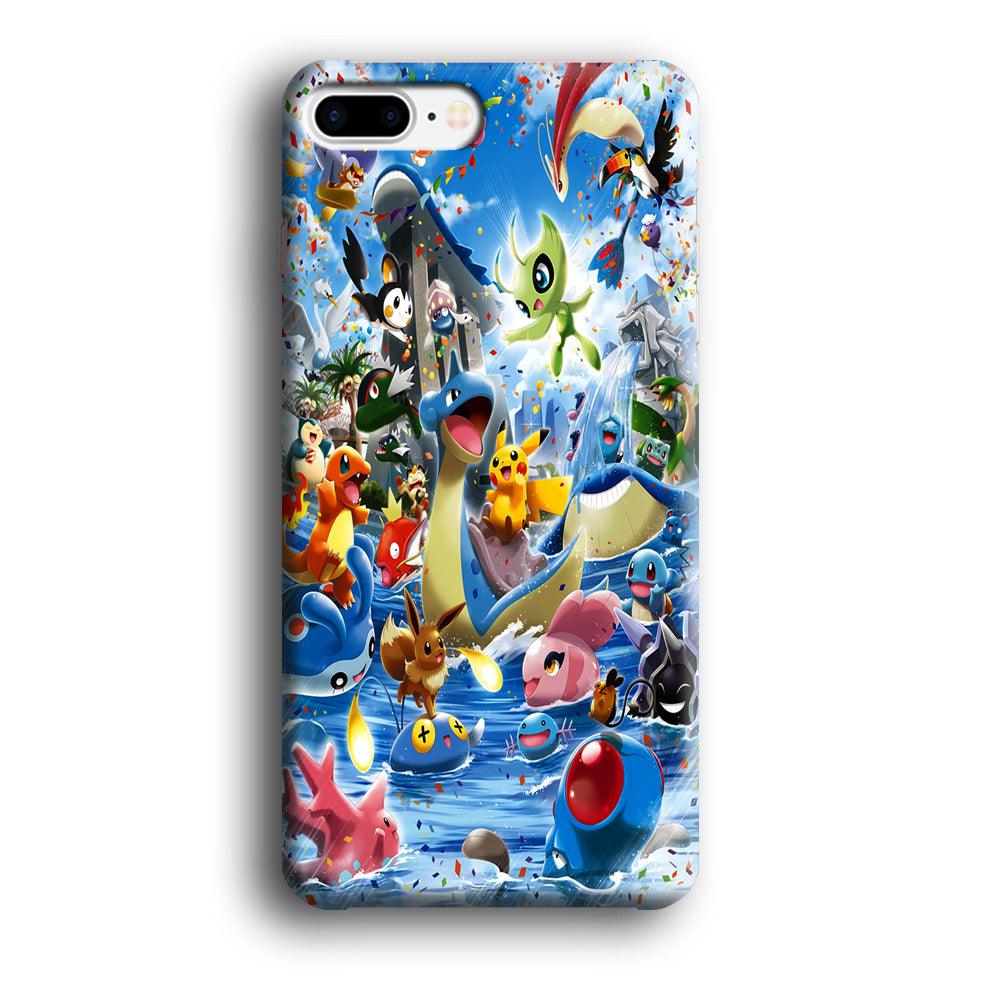 Pokemon Party iPhone 8 Plus Case-Plastic / Full Wrap (3D Case)-Xtracase