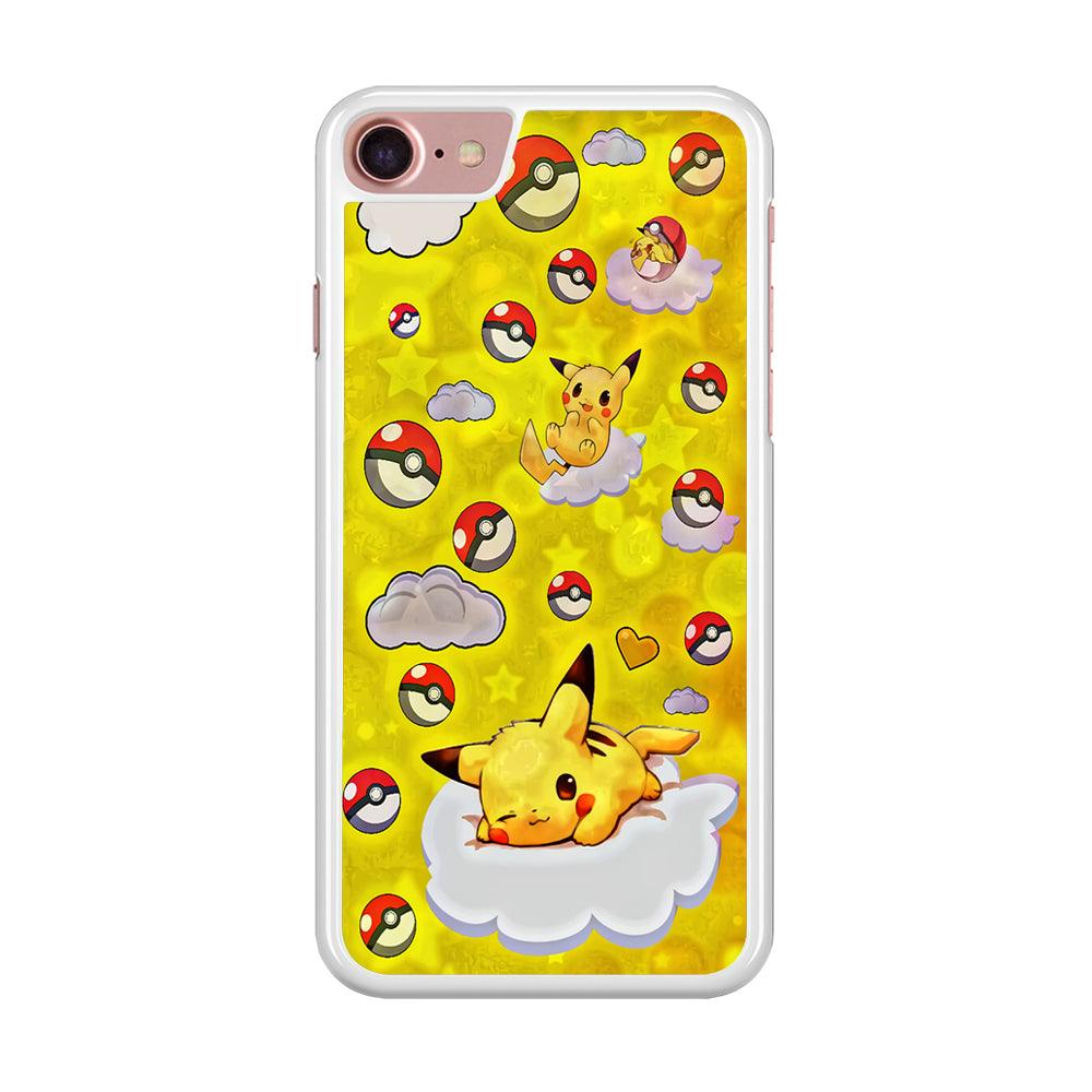 Pokemon Pikachu and Cloud iPhone 8 Case-Rubber / White (2D Case)-Xtracase