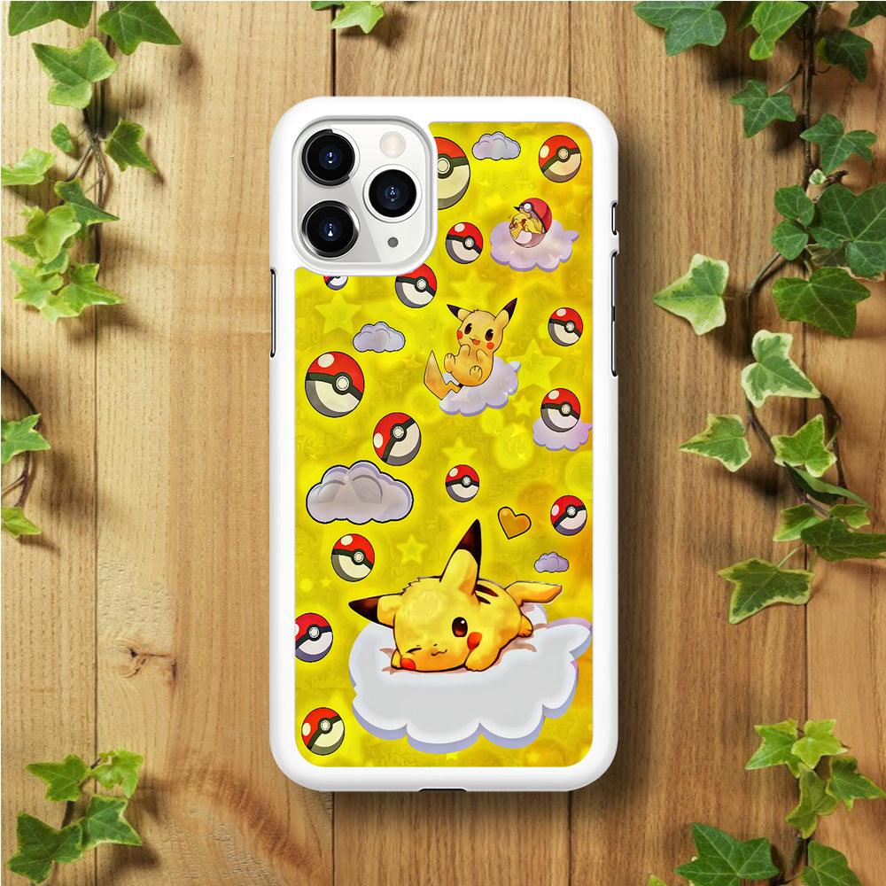 Pokemon Pikachu and Cloud iPhone 11 Pro Case-Rubber / White (2D Case)-Xtracase