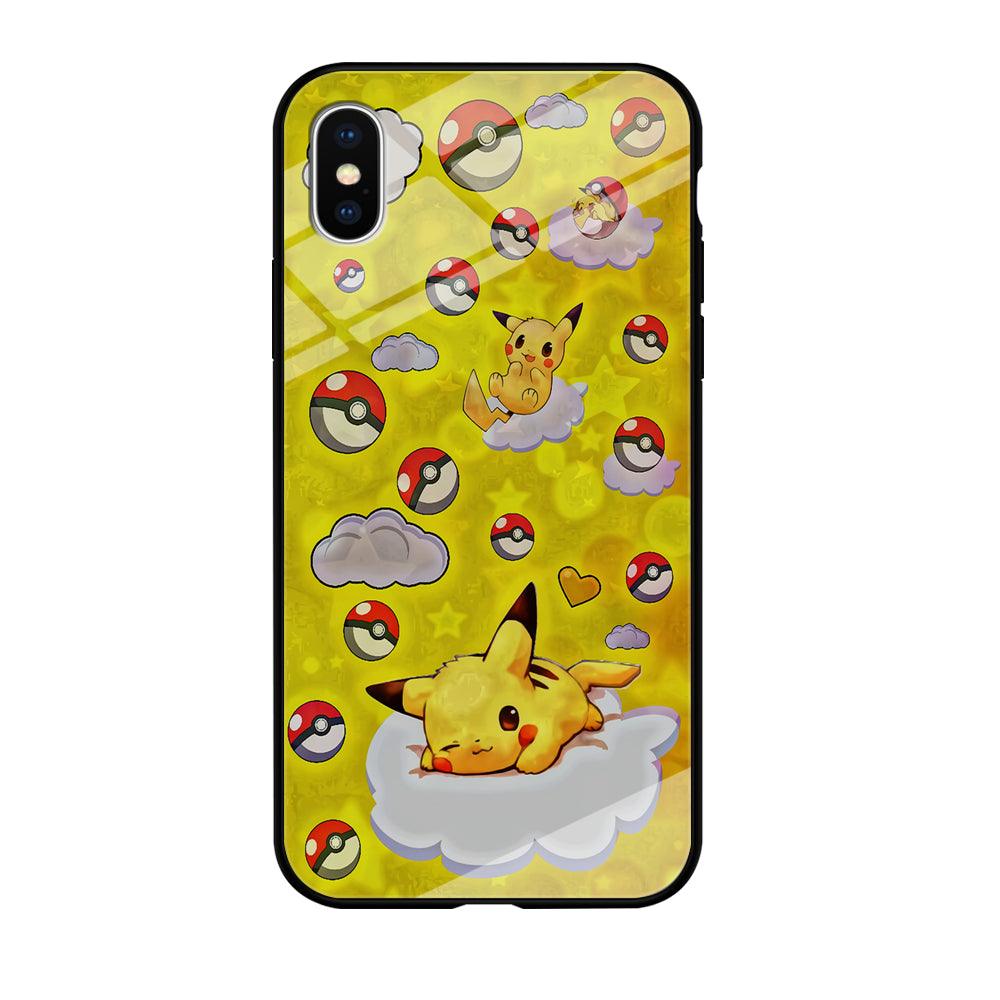 Pokemon Pikachu and Cloud iPhone Xs Case-Tempered Glass Case-Xtracase