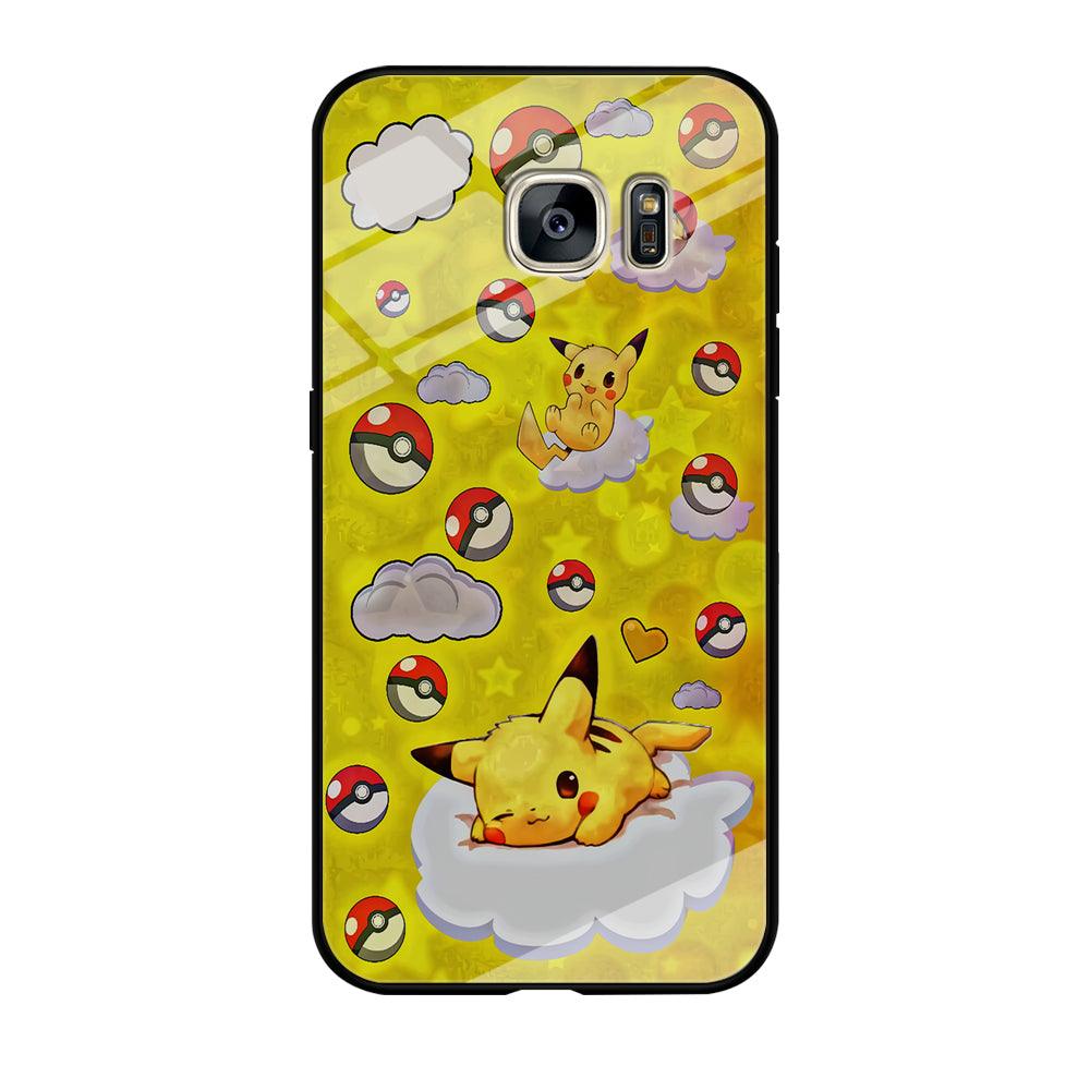 Pokemon Pikachu and Cloud Samsung Galaxy S7 Edge Case-Tempered Glass Case-Xtracase