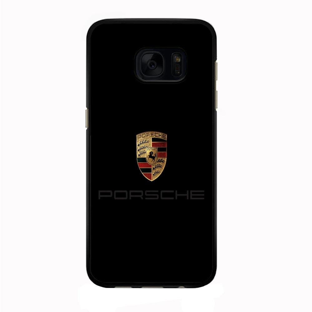 Porsche Logo Black Samsung Galaxy S7 Edge Case-Rubber / Black (2D Case)-Xtracase