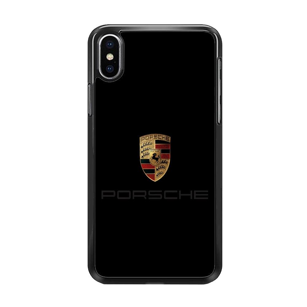 Porsche Logo Black iPhone Xs Max Case-Rubber / Black (2D Case)-Xtracase