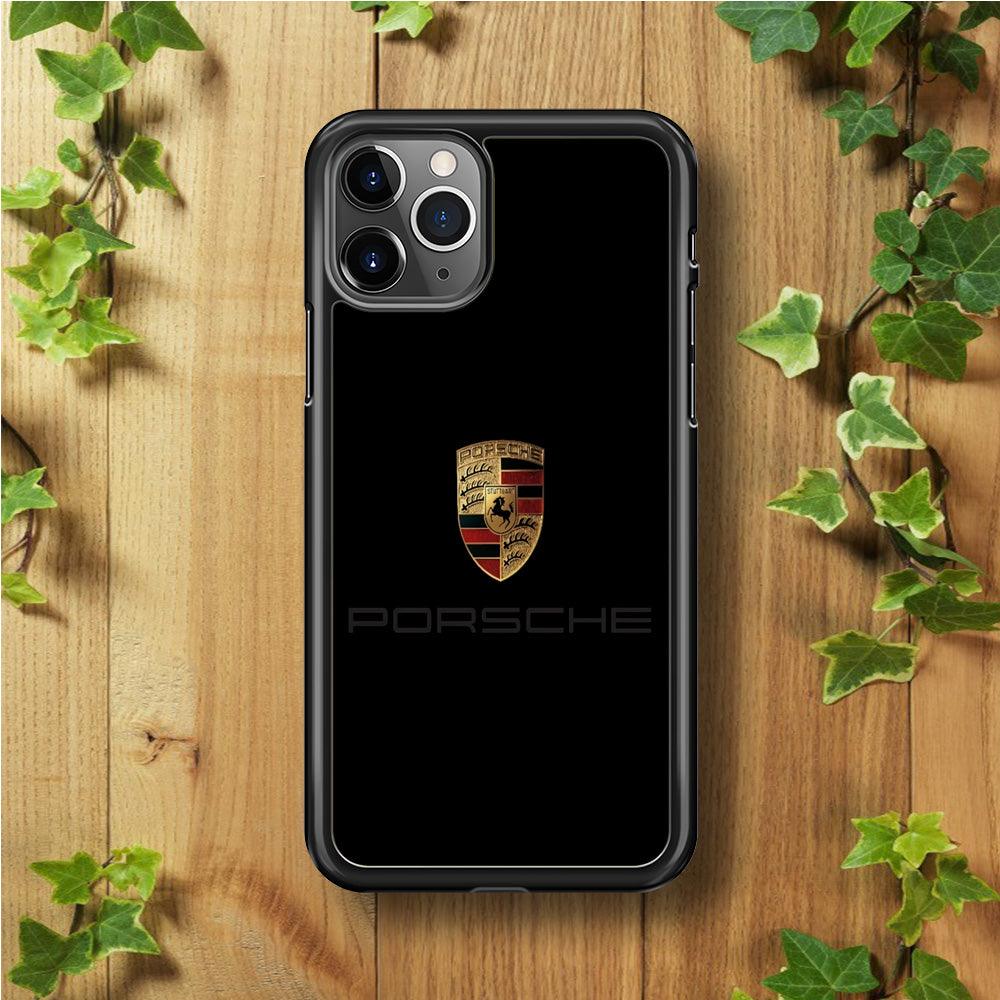 Porsche Logo Black iPhone 11 Pro Case-Rubber / Black (2D Case)-Xtracase