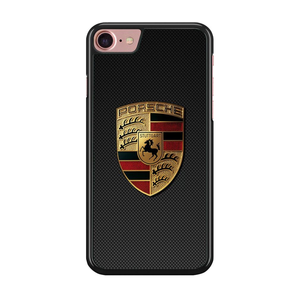 Porsche Logo Black iPhone 7 Case-Rubber / Black (2D Case)-Xtracase