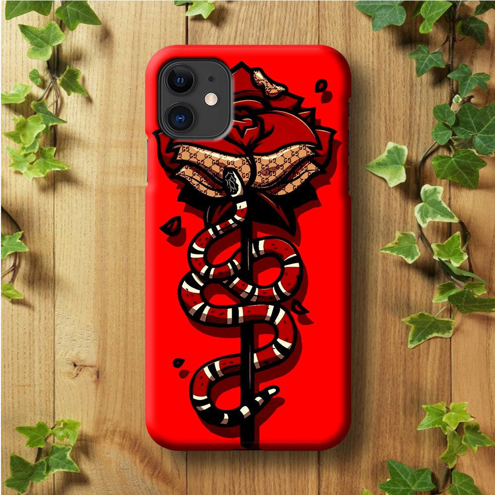 Red Rose Red Snake iPhone 11 Case-Plastic / Full Wrap (3D Case)-Xtracase